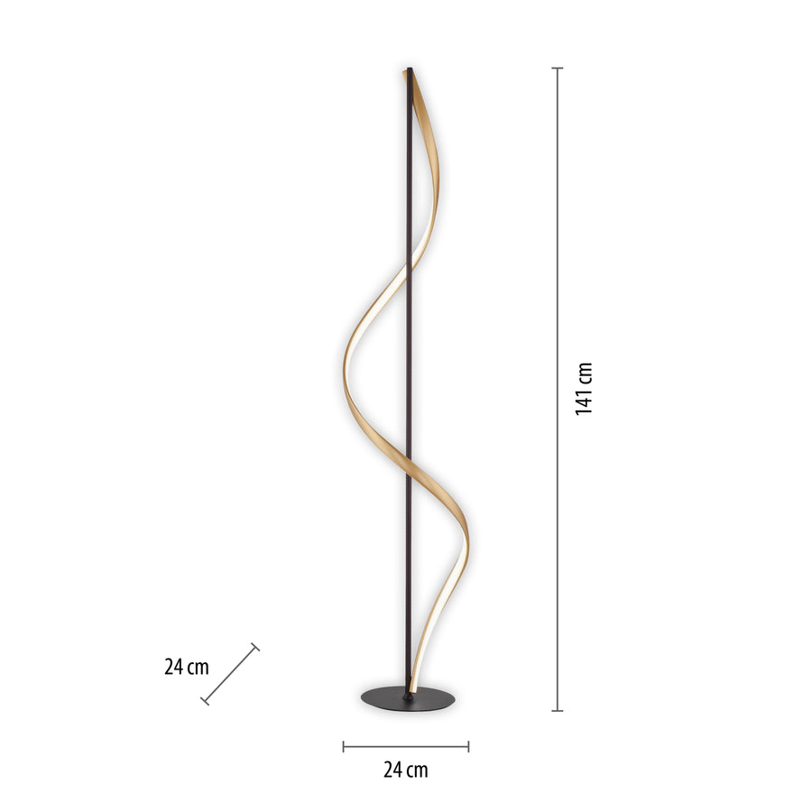 Lampadaire Q-Swing anthracite et doré