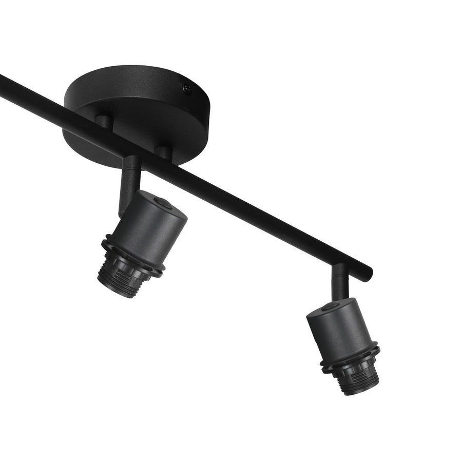 Spot Sumba noir, 3 lumières, abat-jour en bambou Ø12 cm