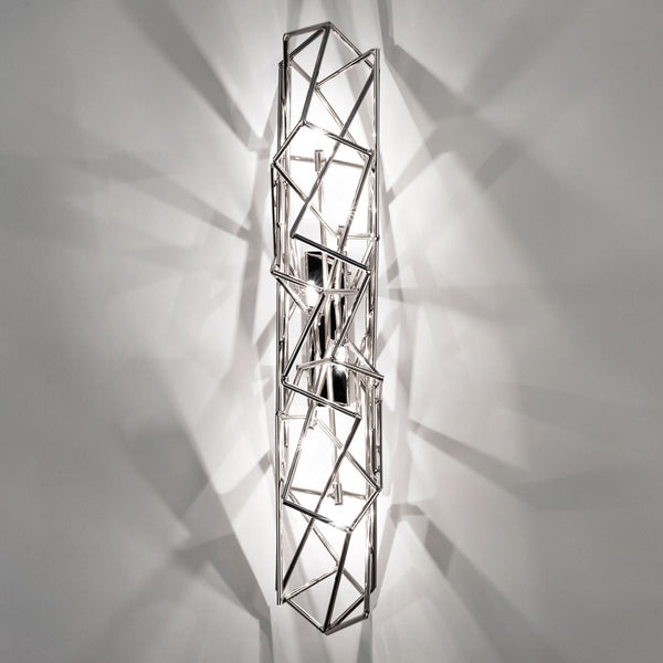 Applique murale Etoile en métal, nickel, 6 lumières, hauteur 63 cm