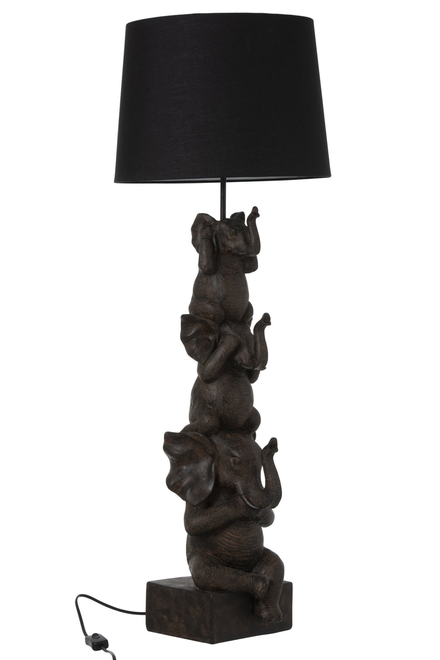Lampe à poser trois éléphants en résine marron