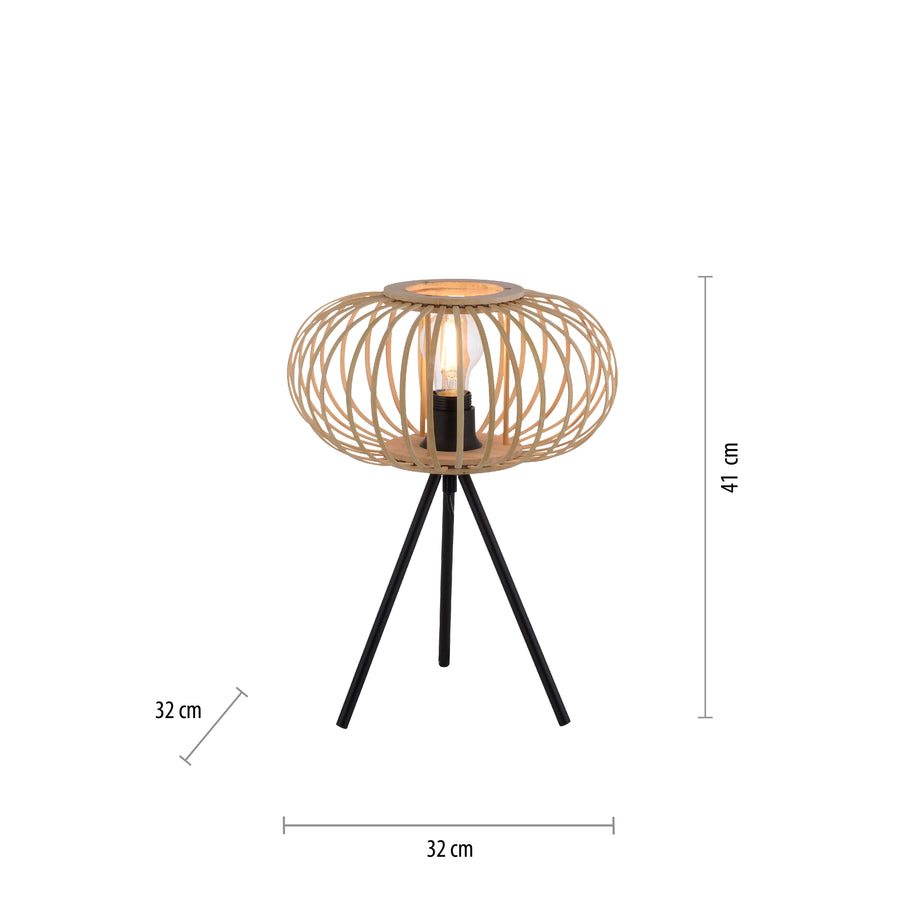 Lampe à poser Racoon noire et bois