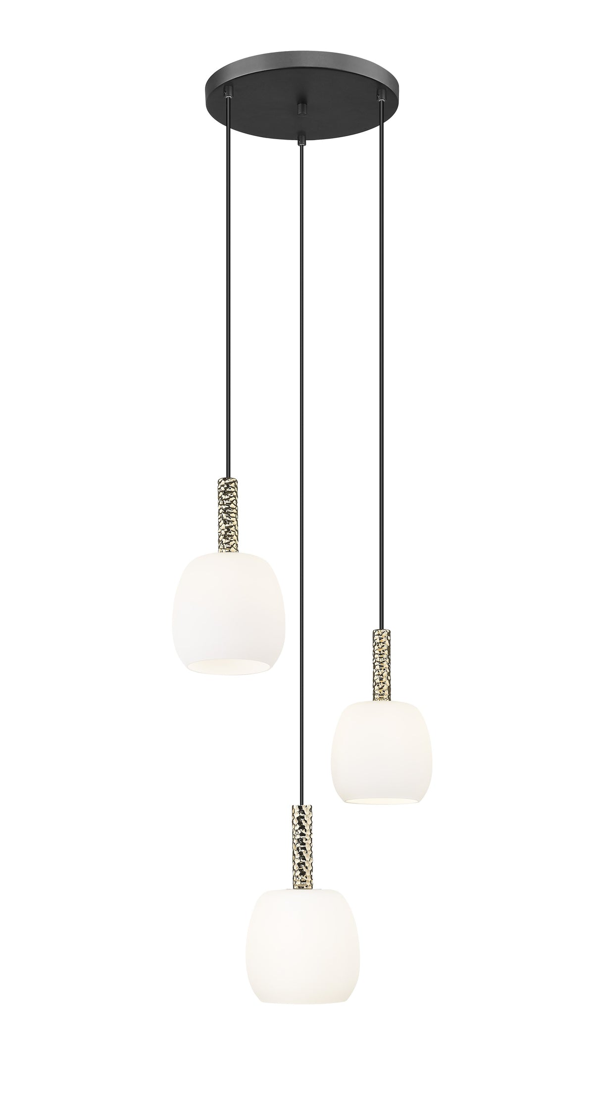 Suspension Calvo 3 lumières noire mat et dorée, verre (P0076-03A-P7AA)