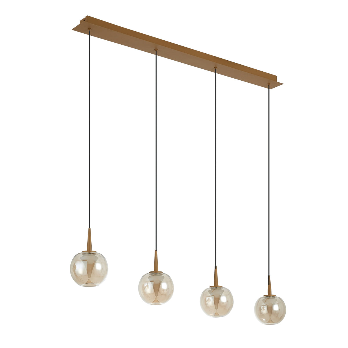 Suspension LED Andromeda 14 lumières dorée, verre