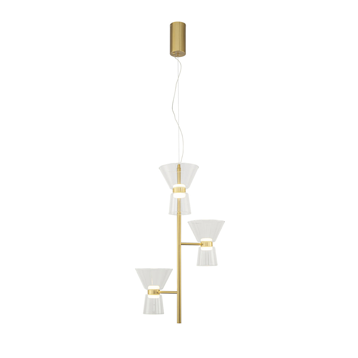 Suspension LED New York dorée, verre, Ø 49,2 cm