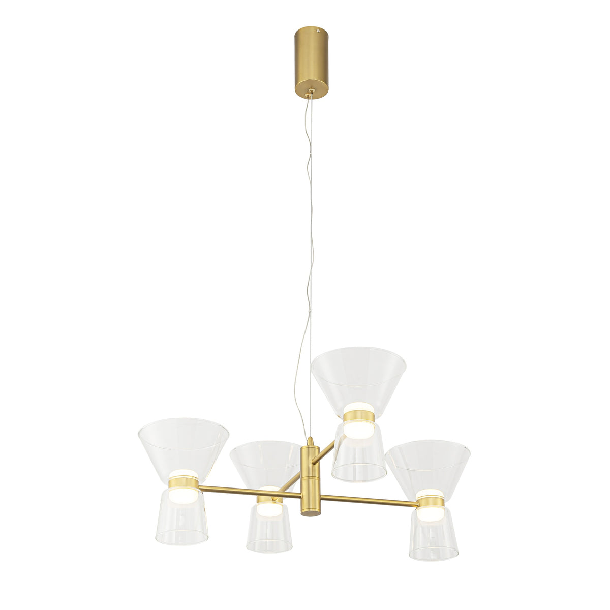 Suspension LED New York dorée, verre, Ø 68,2 cm