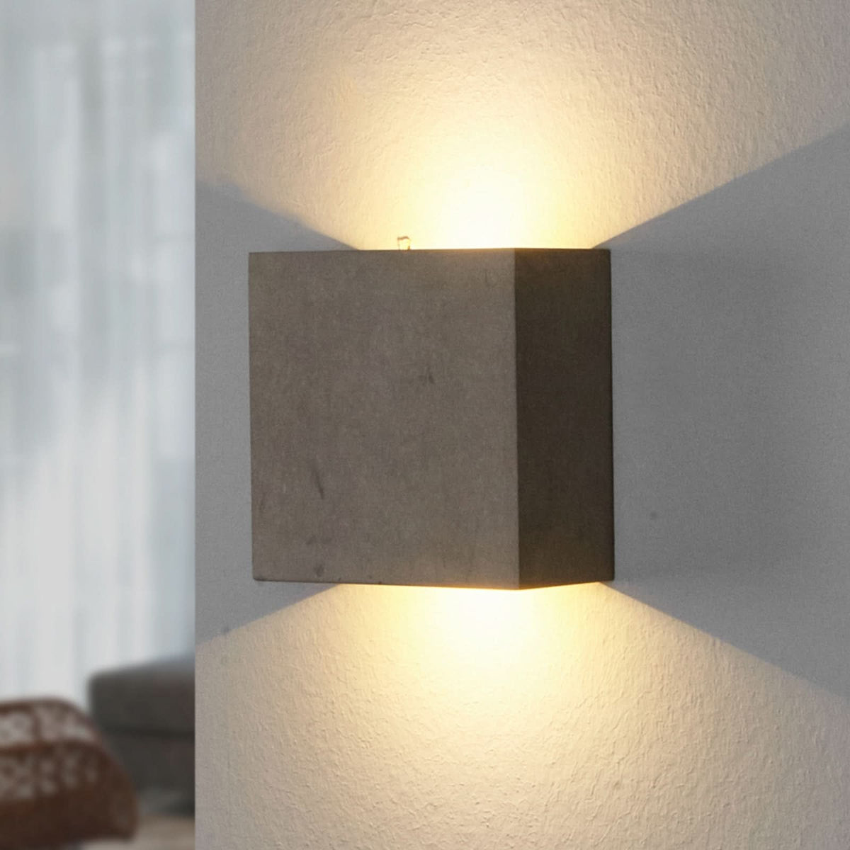 Applique murale LED en béton, gris, 2 lumières, hauteur 12,5 cm