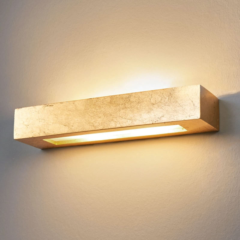 Applique murale Emina en plâtre, doré, 2 lumières, hauteur 6 cm