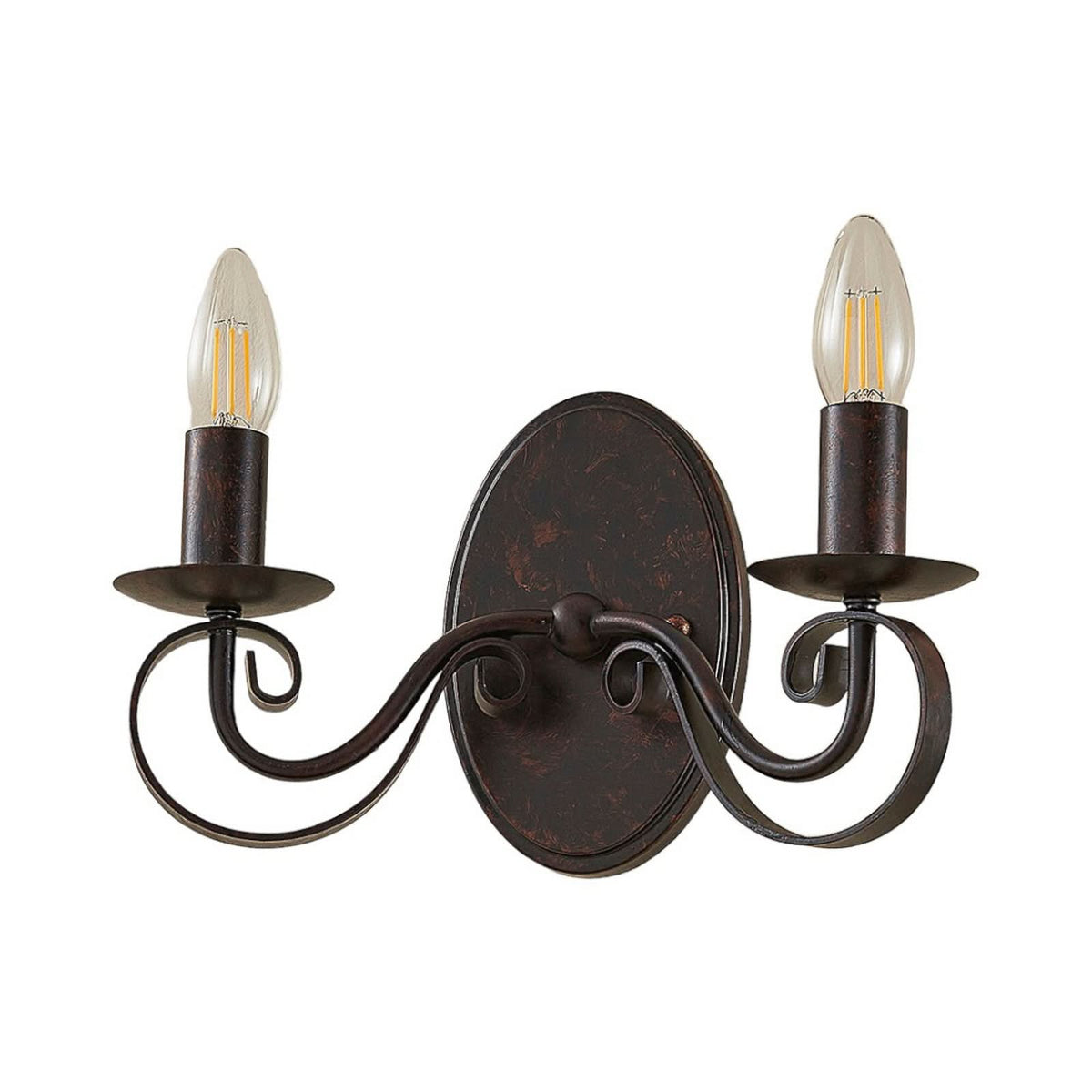 Applique murale Caleb en métal, rouille, 2 lumières, hauteur 17,8 cm