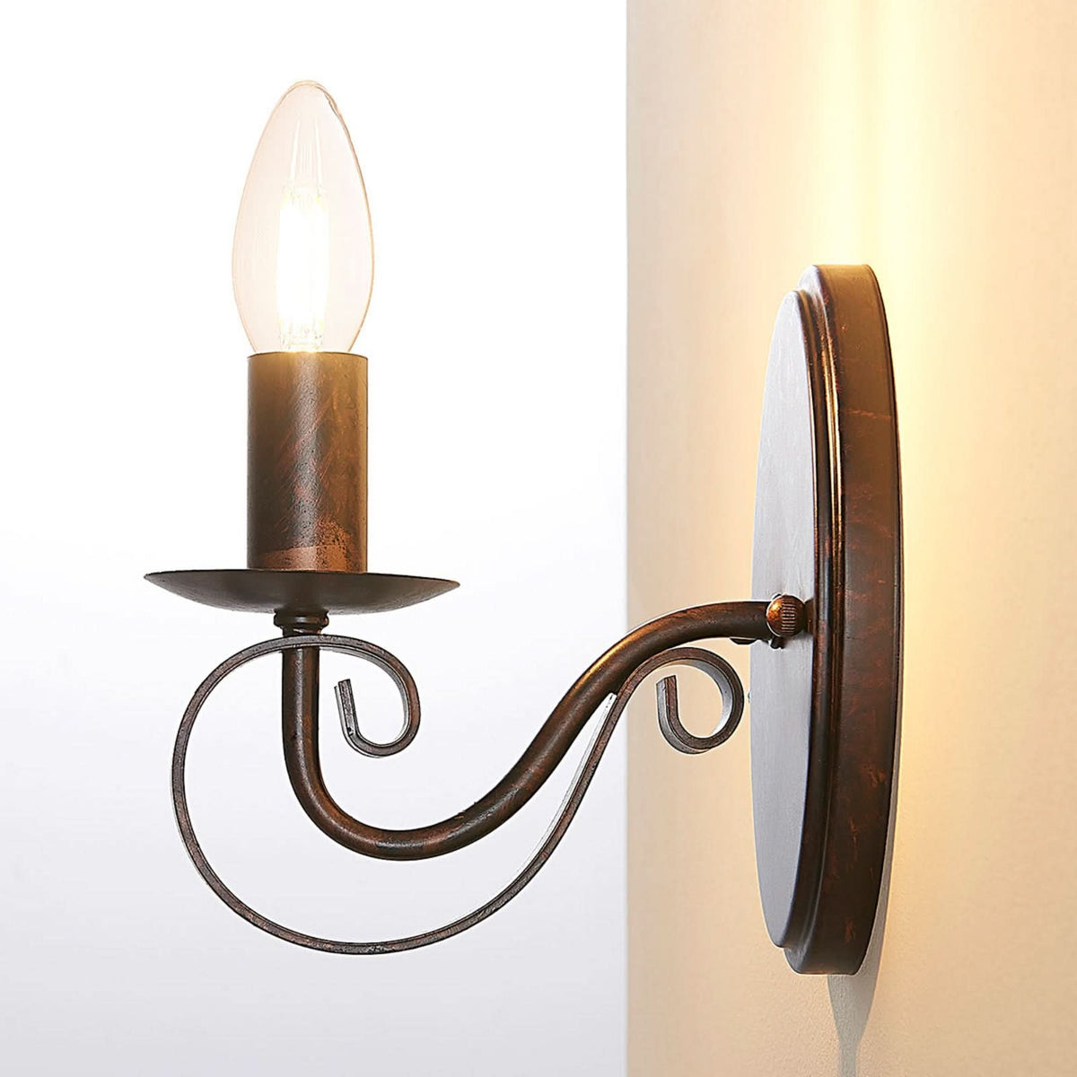 Applique murale Caleb en métal, rouille, hauteur 17,8 cm
