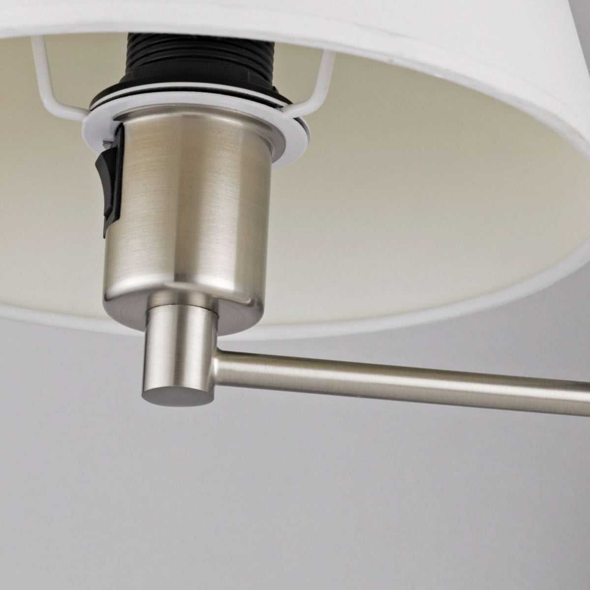 Applique murale Pola en tissu, nickel satiné et blanc, Ø 23 cm