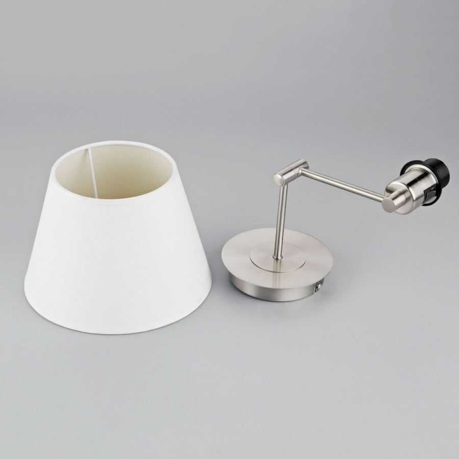 Applique murale Pola en tissu, nickel satiné et blanc, Ø 23 cm