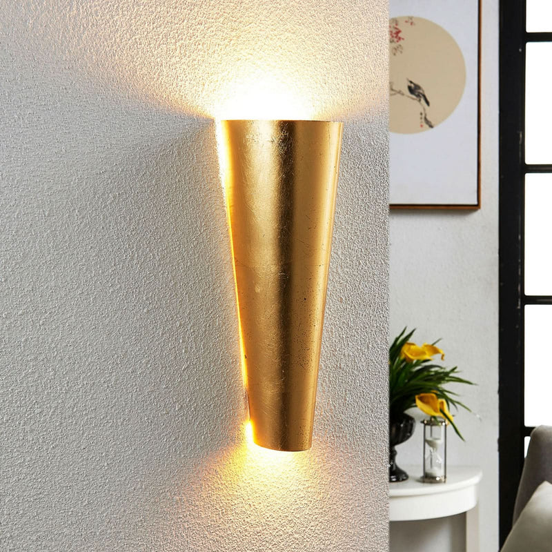 Applique murale Conan en métal, doré mat, 2 lumières, hauteur 30 cm