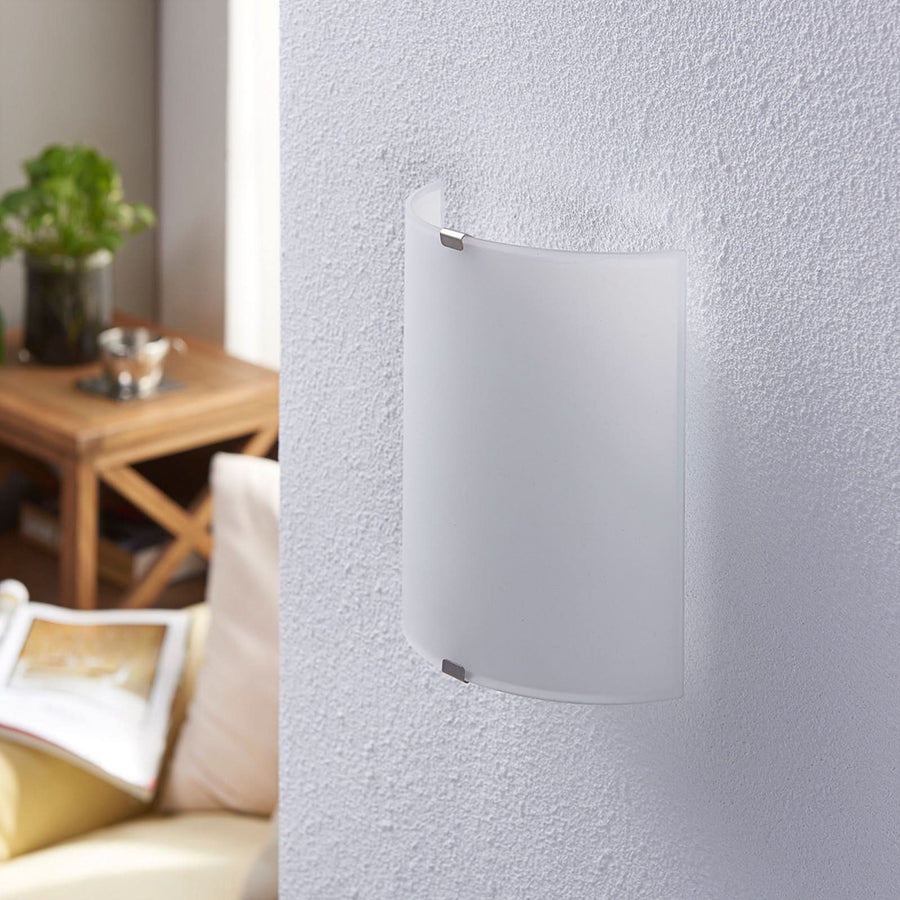 Applique murale LED Helmi en verre, transparent satiné, hauteur 21 cm