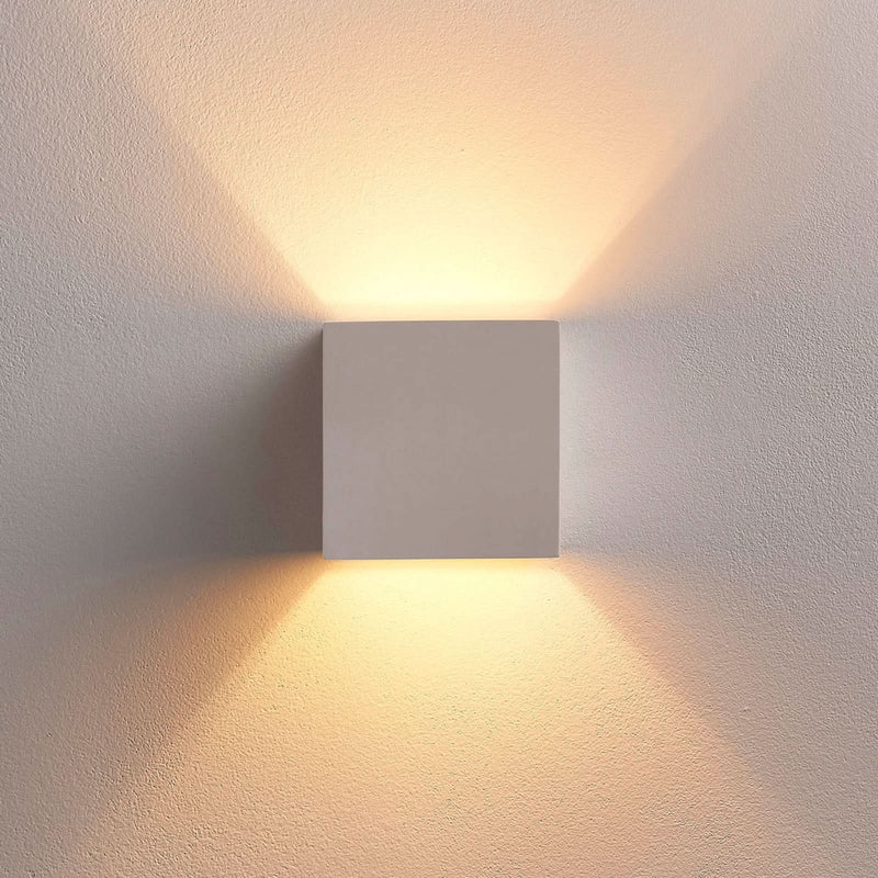 Applique murale Kay en plâtre, blanc, hauteur 11,5 cm