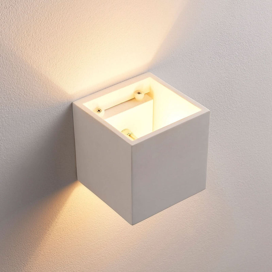 Applique murale Kay en plâtre, blanc, hauteur 11,5 cm