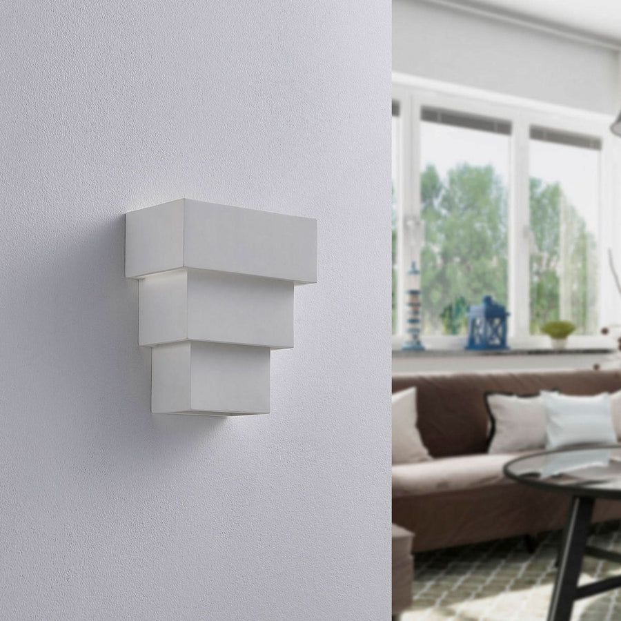 Applique murale Antonella en plâtre, blanc, hauteur 21 cm