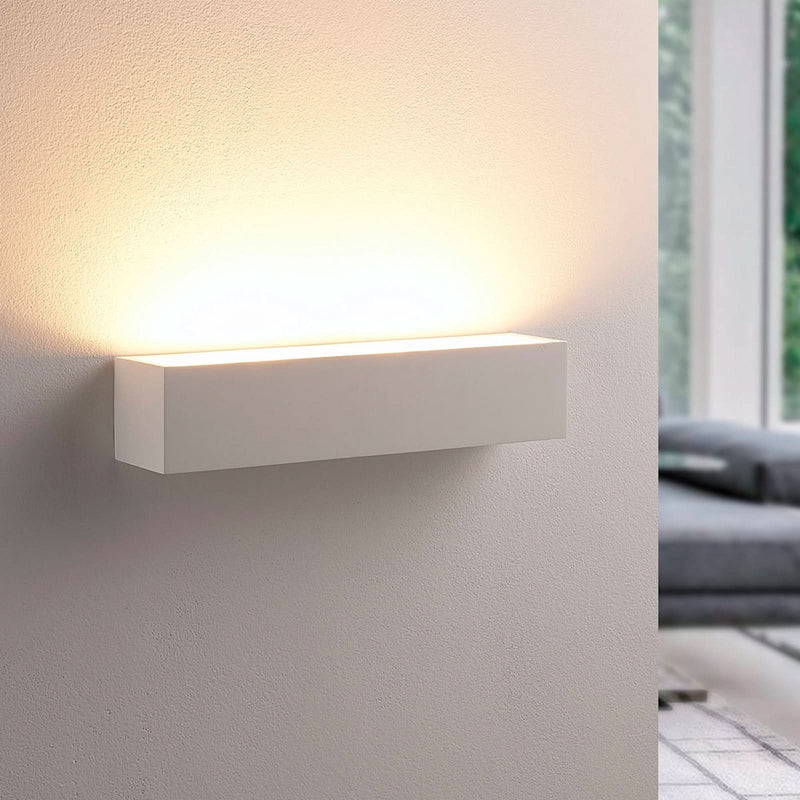 Applique murale Santino en plâtre, blanc, 2 lumières, hauteur 7,5 cm