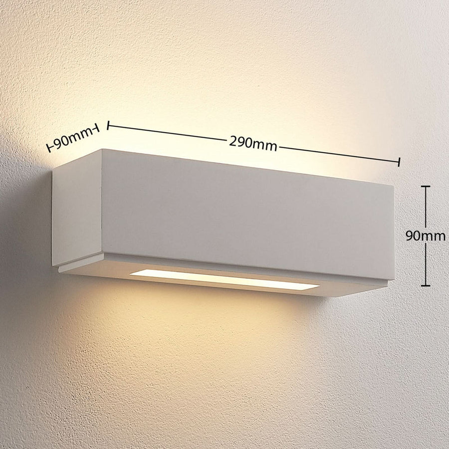 Applique murale Lidby Benno en plâtre, blanc, 2 lumières, hauteur 9 cm