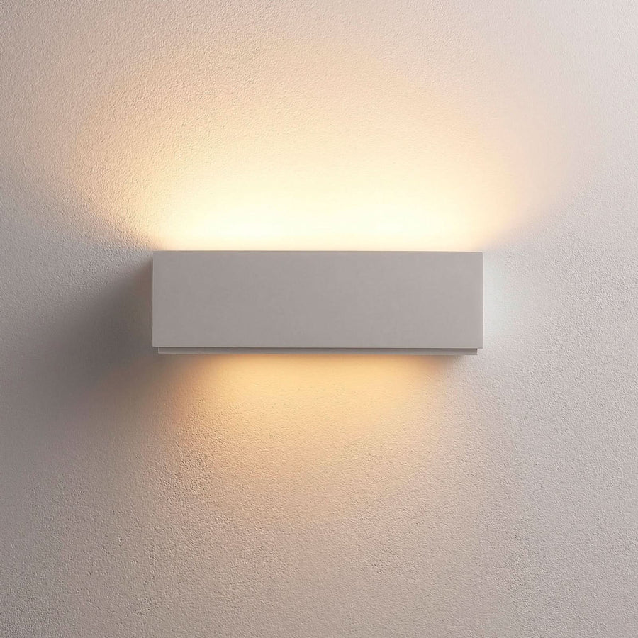Applique murale Lidby Benno en plâtre, blanc, 2 lumières, hauteur 9 cm