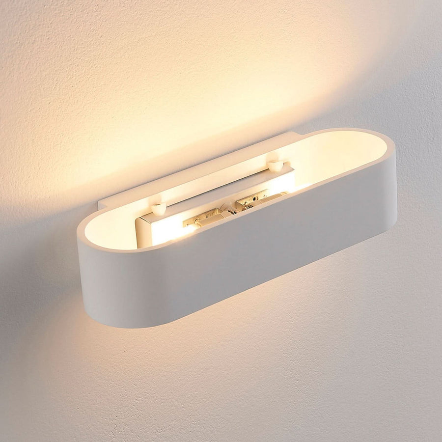 Applique murale Fioni en plâtre, blanc, 2 lumières, hauteur 6,5 cm