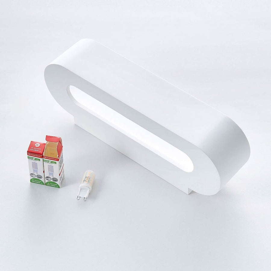 Applique murale Fioni en plâtre, blanc, 2 lumières, hauteur 6,5 cm
