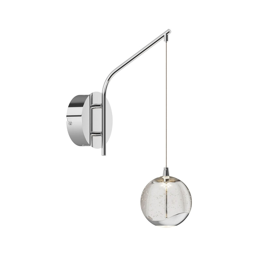 Applique murale LED Hayley en verre, transparent et chromé, hauteur 34 cm