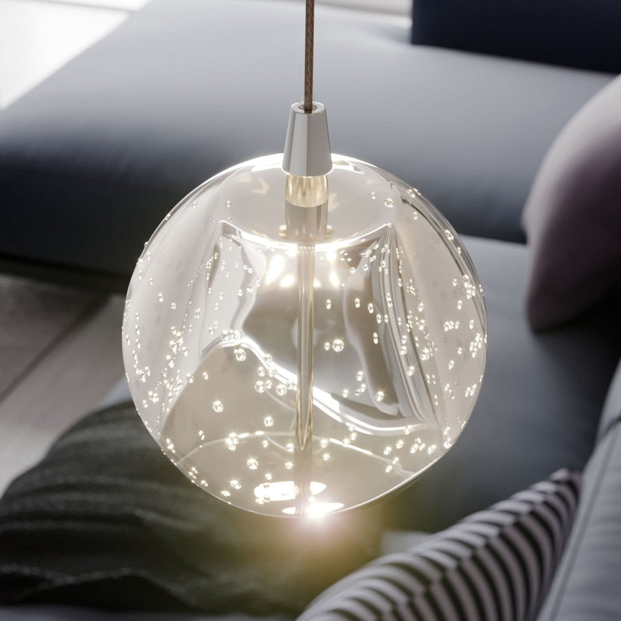 Applique murale LED Hayley en verre, transparent et chromé, hauteur 34 cm