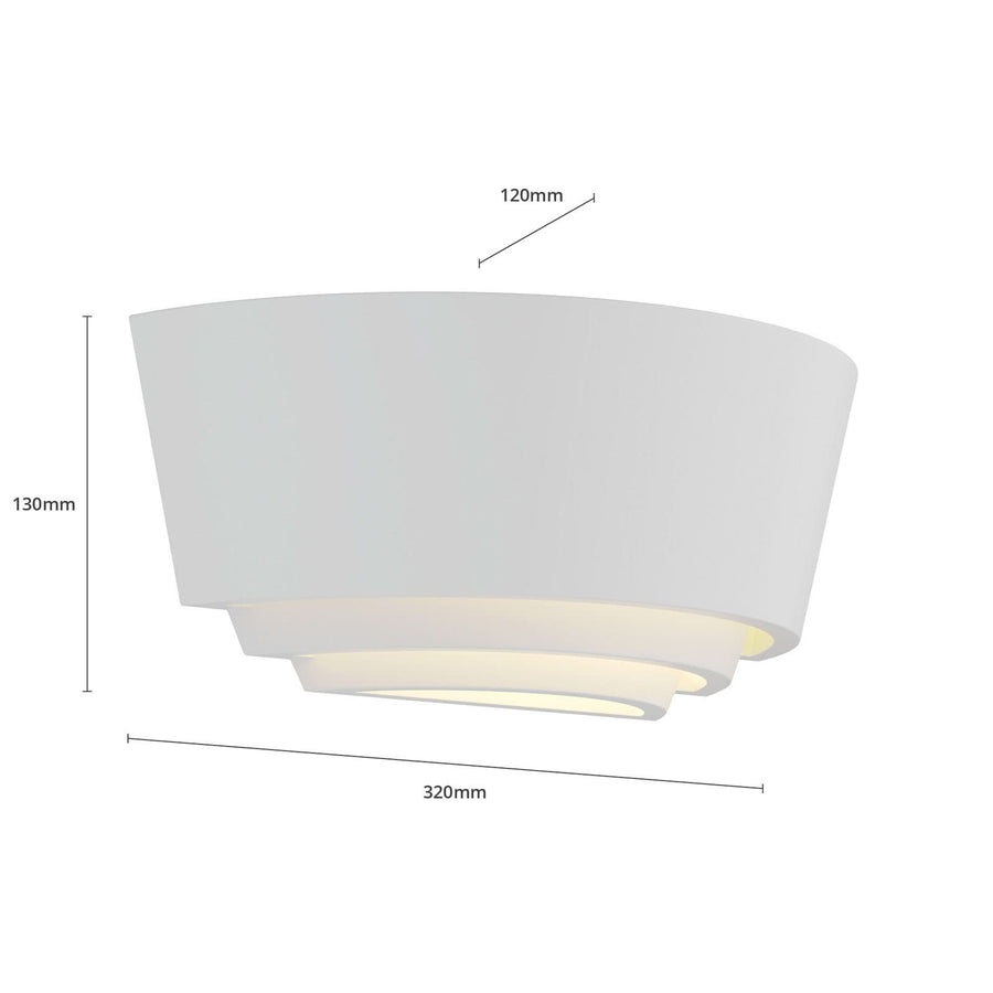 Applique murale Azriel en plâtre, blanc, hauteur 13 cm