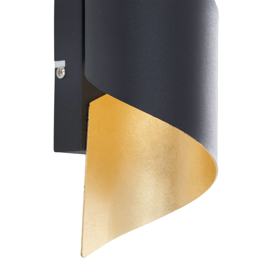 Applique murale Desirio en métal, noir et doré, hauteur 24 cm
