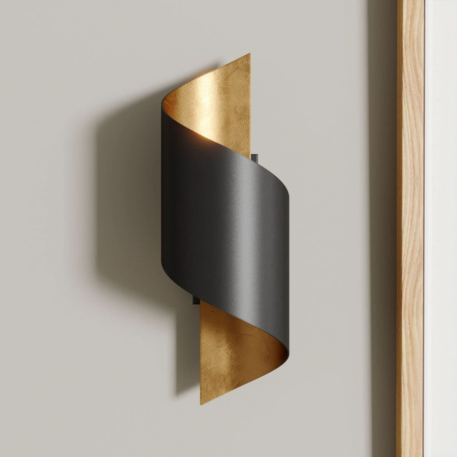 Applique murale Desirio en métal, noir et doré, hauteur 24 cm