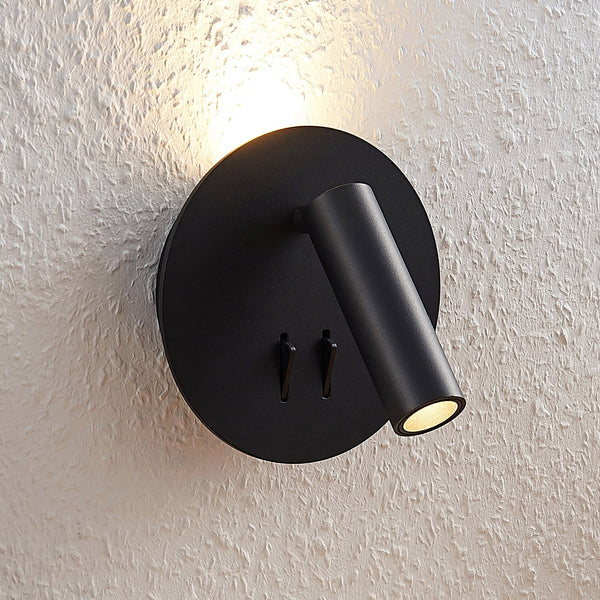 Applique murale LED en aluminium, noir mat, 2 lumières, Ø 14 cm