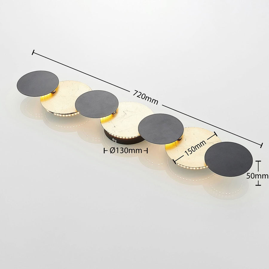 Applique murale LED Grazyna en métal, noir et doré, hauteur 5 cm