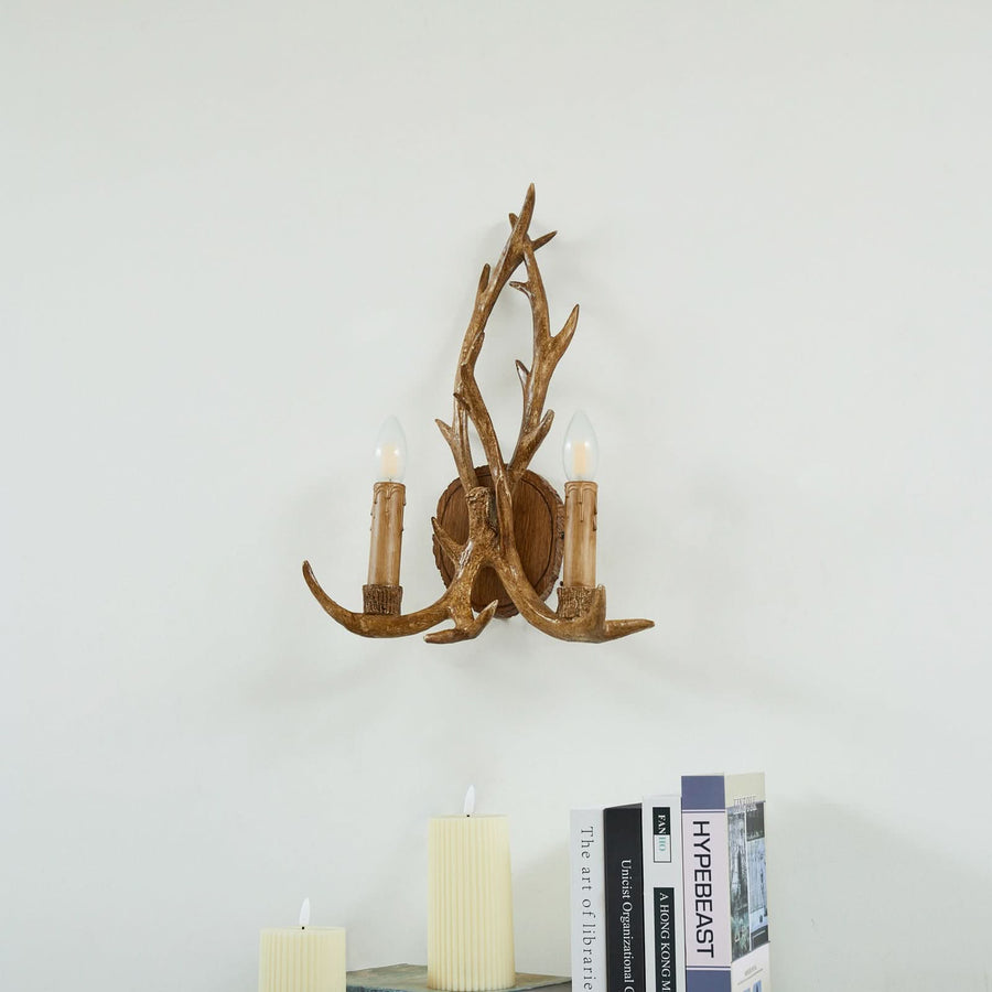 Applique murale en acier, marron, 2 lumières, hauteur 47 cm