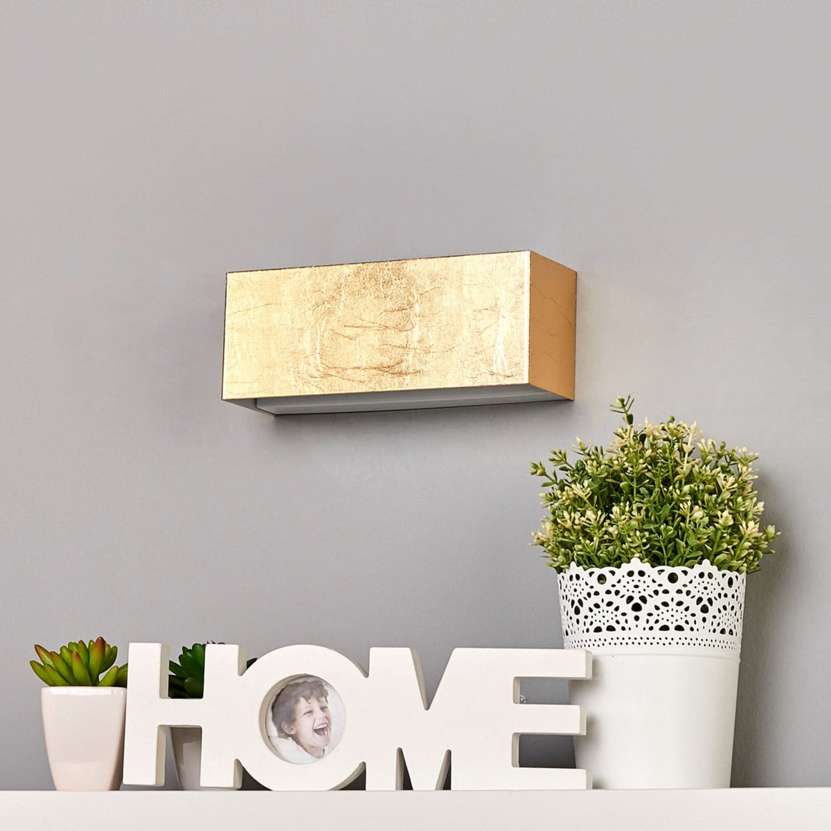 Applique murale LED Quentin en métal, doré, hauteur 9 cm, 3000 K, 10 W