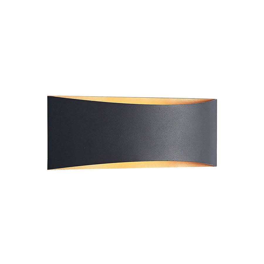 Applique murale LED Jelle en aluminium, noir et doré, hauteur 9 cm