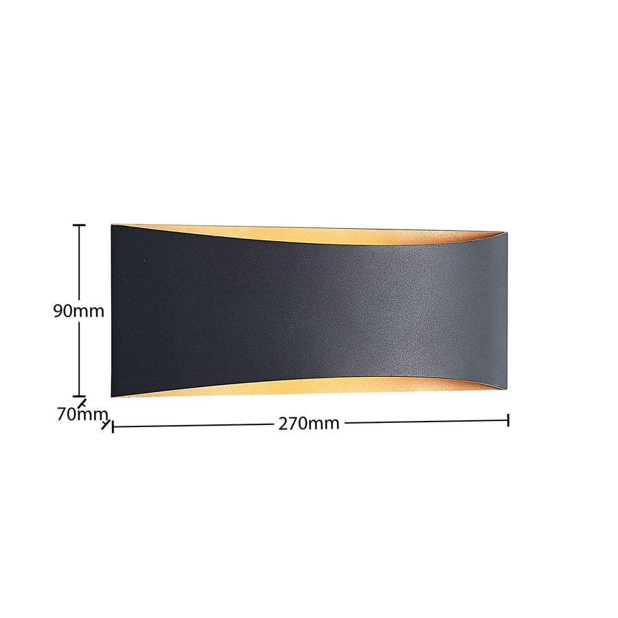 Applique murale LED Jelle en aluminium, noir et doré, hauteur 9 cm