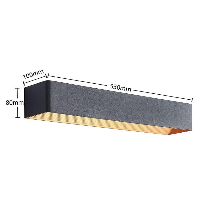 Applique murale LED Karam en aluminium, noir et doré, hauteur 8 cm, 3000 K, 13,7 W