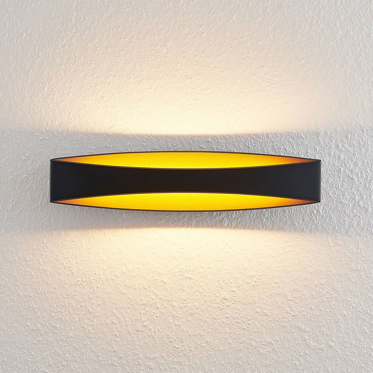 Applique murale LED Jelle en aluminium, noir et doré, hauteur 10 cm