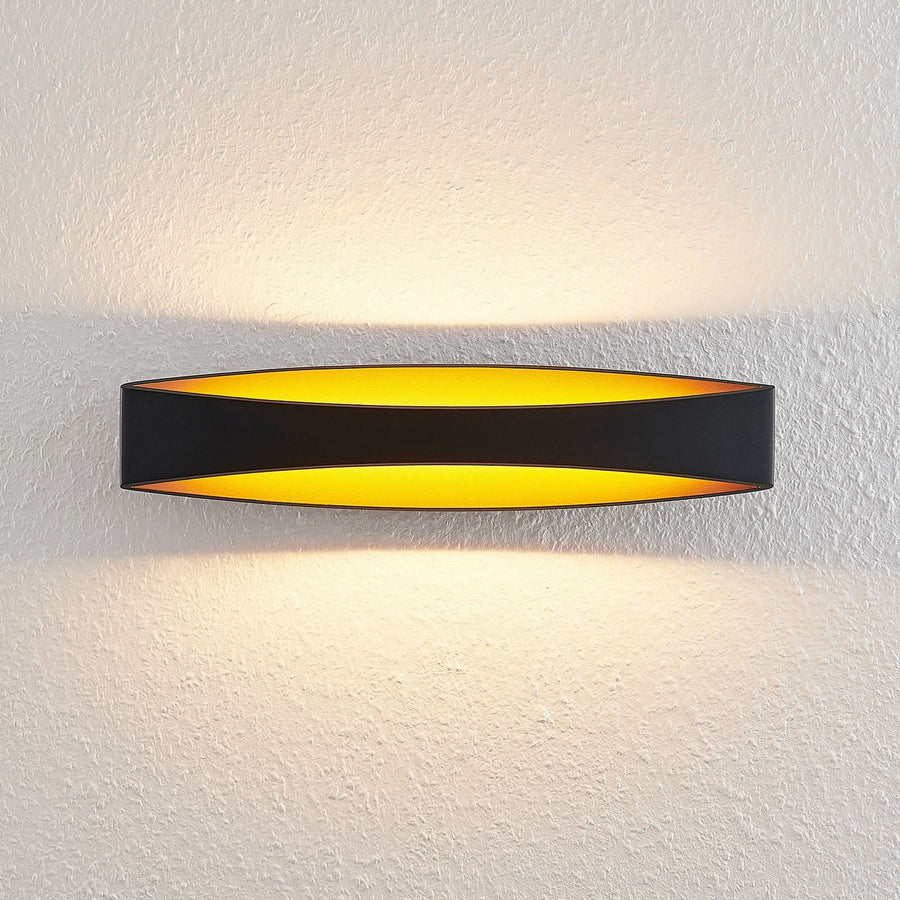 Applique murale LED Jelle en aluminium, noir et doré, hauteur 10 cm
