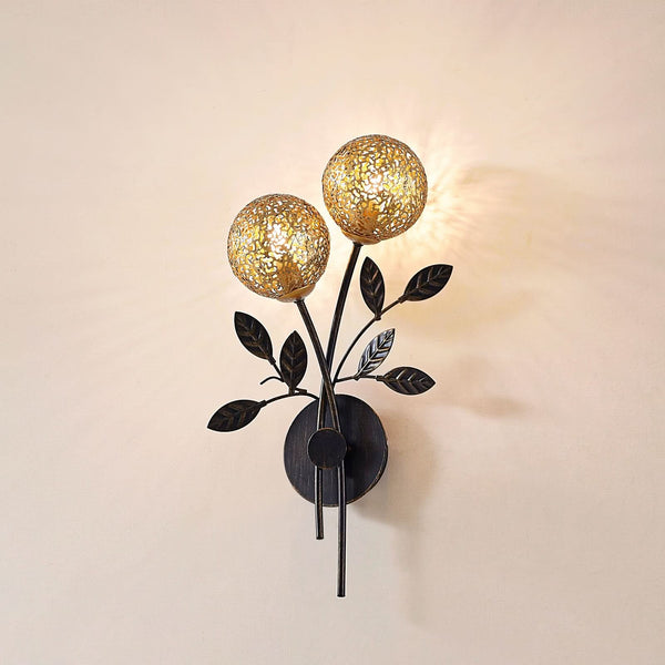 Applique murale Evory en métal, noir et doré, 2 lumières, hauteur 43,5 cm