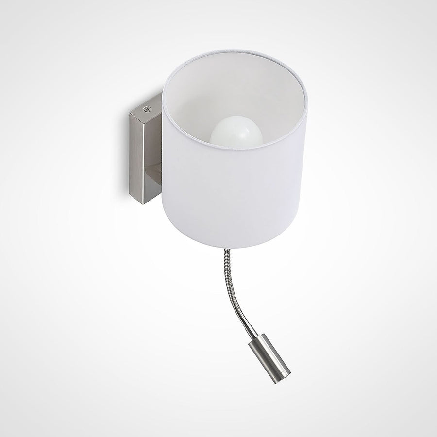 Applique murale Brinja en tissu, nickel satiné et blanc, hauteur 45,4 cm