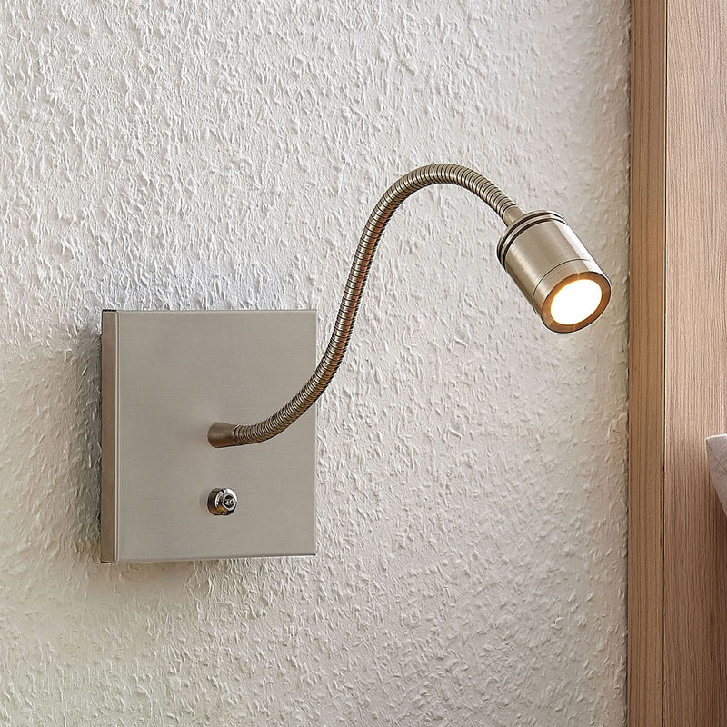 Applique murale LED Legera en métal, nickel satiné