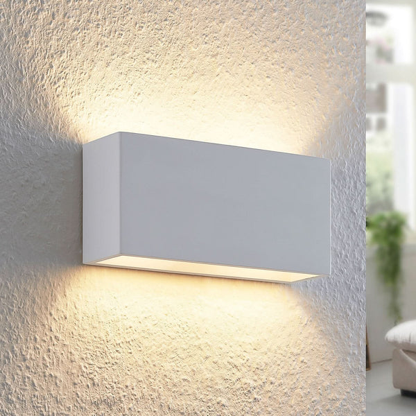 Applique murale Mavora en plâtre, blanc, 2 lumières, hauteur 12 cm, 5 W, largeur 25 cm, modèle 2