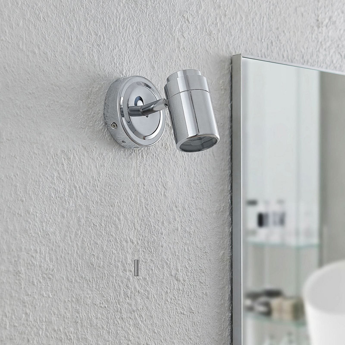 Applique murale Remilan en verre, chromé, hauteur 10,6 cm, IP44