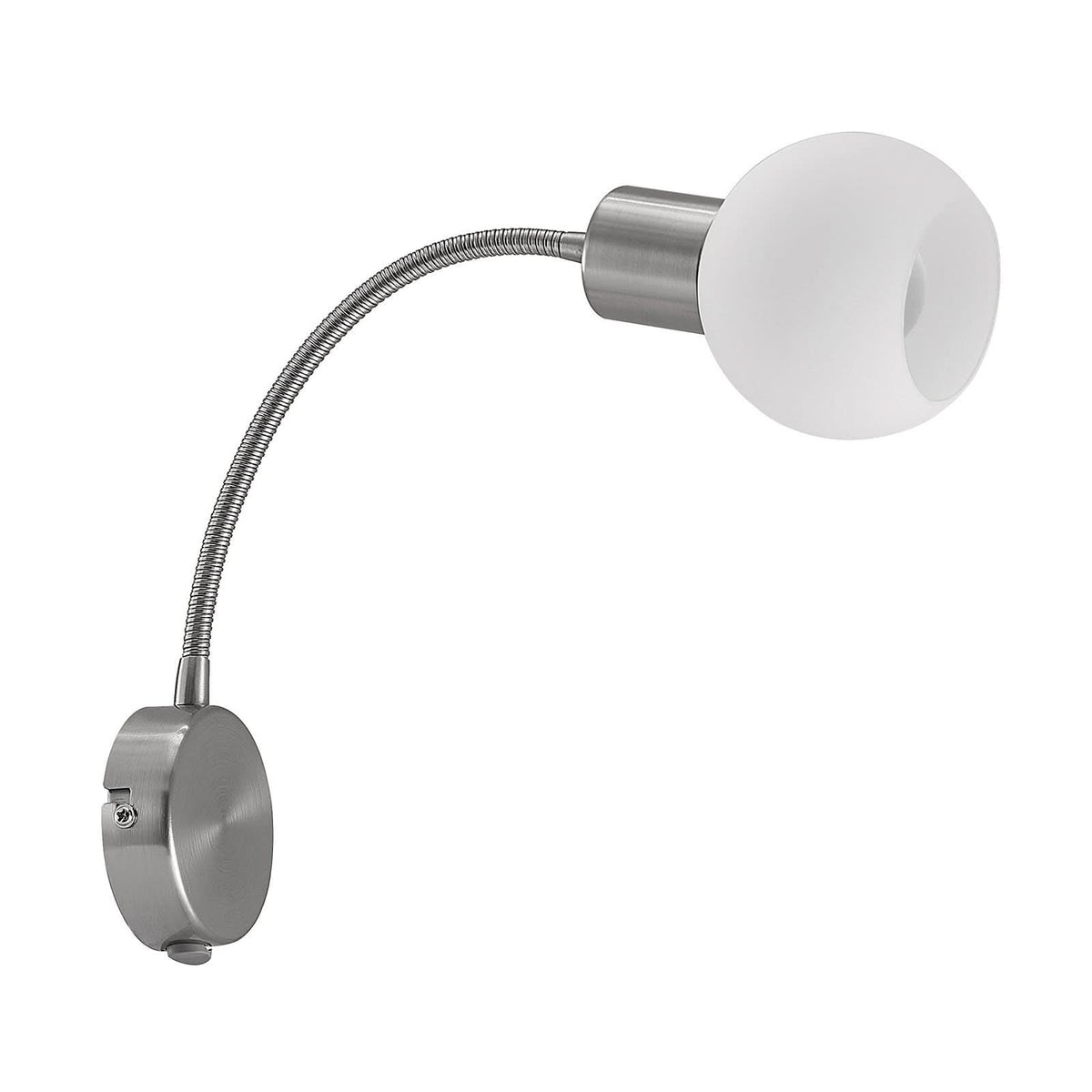 Applique murale Lioma en verre, nickel satiné, hauteur 28 cm