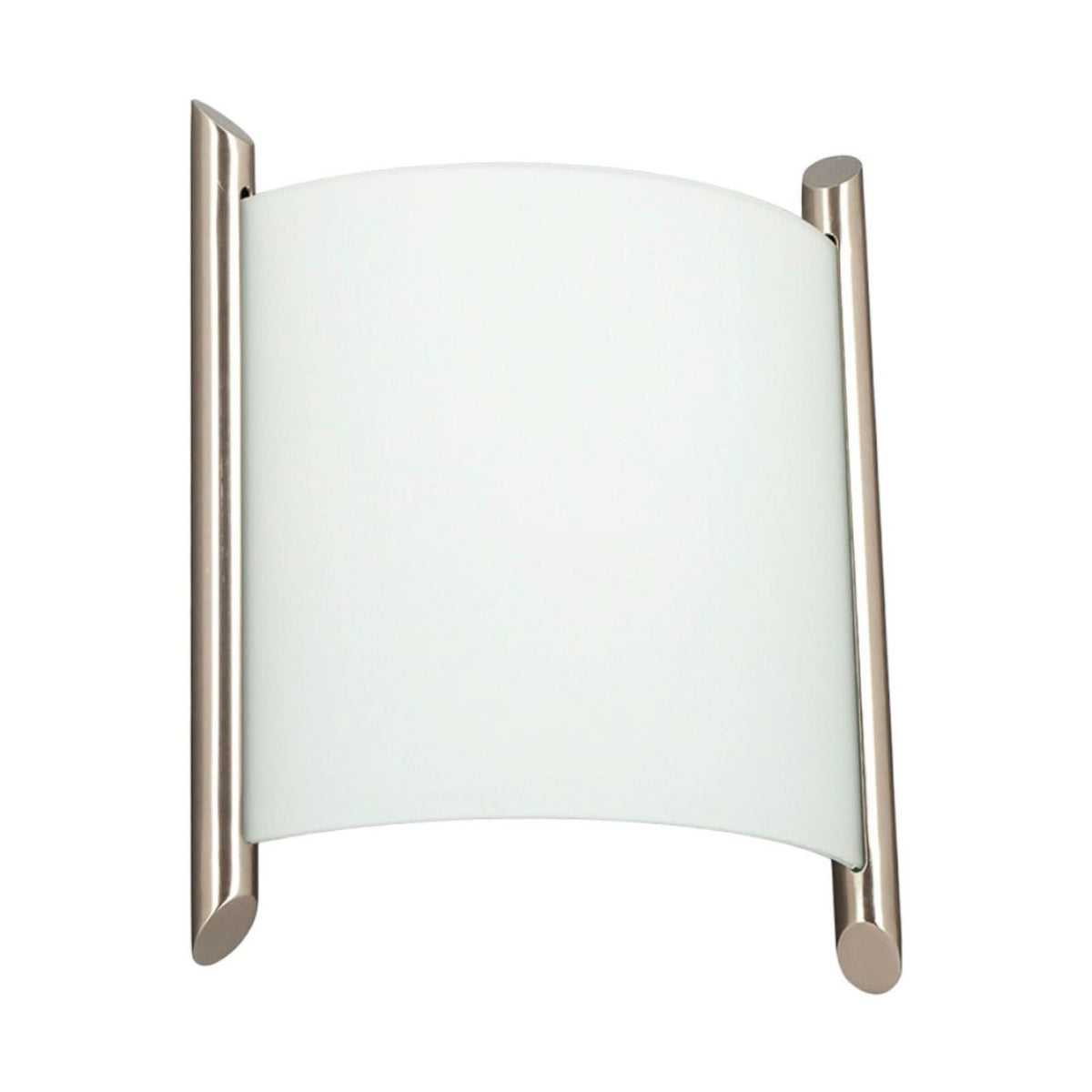 Applique murale Filippa en verre, blanc satiné et nickel satiné, hauteur 25 cm