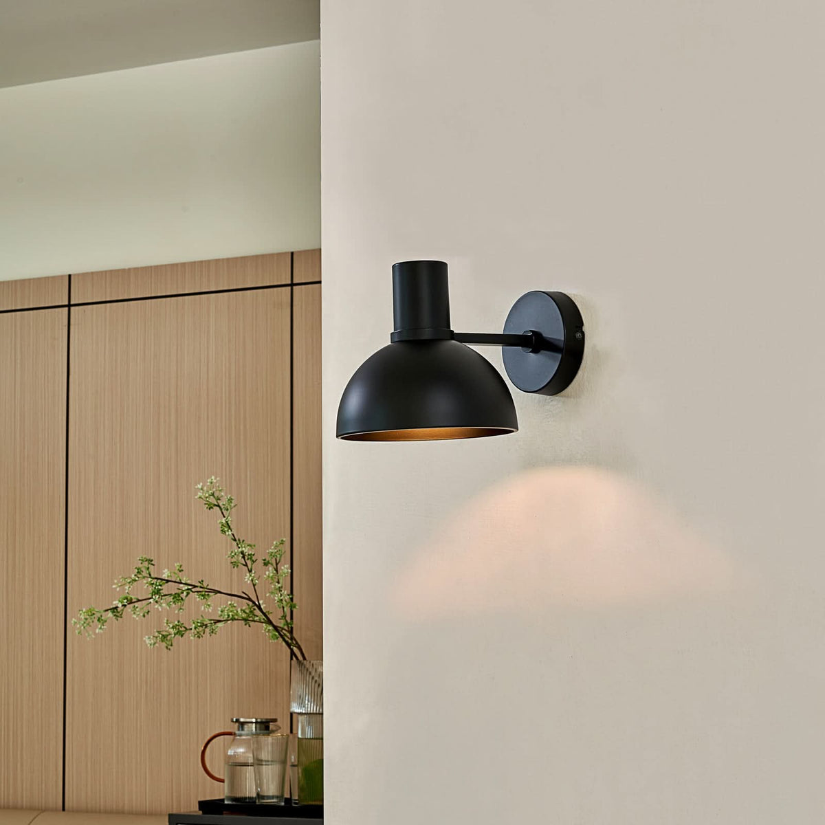 Applique murale Mostrid en métal, noir mat, hauteur 19,3 cm