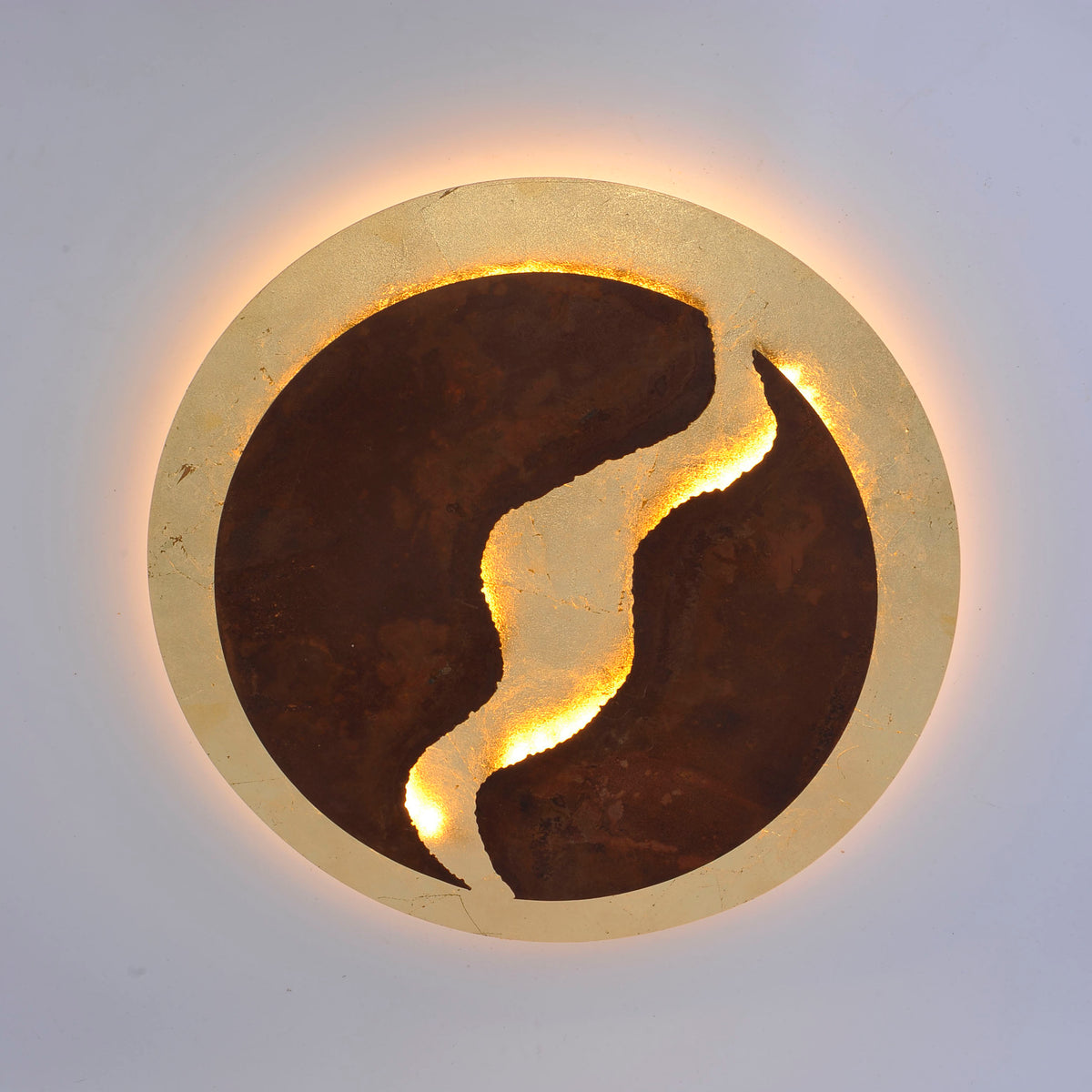 Plafonnier Nevis rouille et doré, L 50 cm
