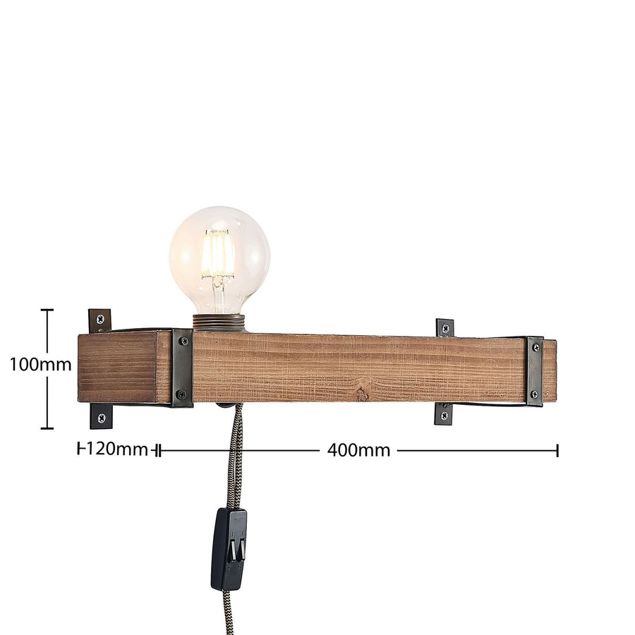 Applique murale Sverina en bois, marron et noir, hauteur 10 cm