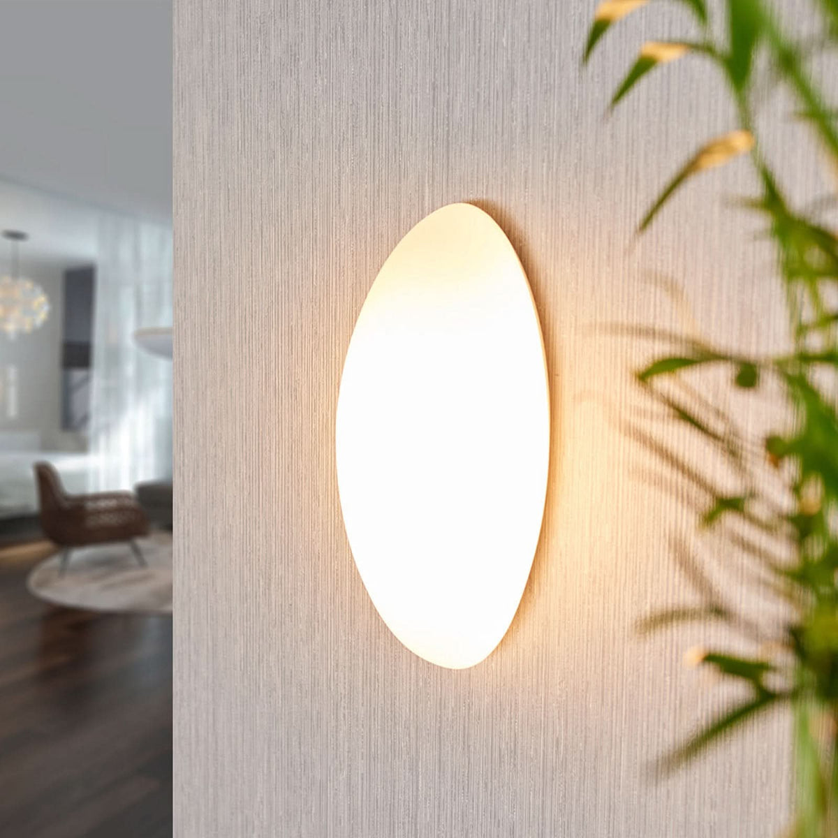 Applique murale Jemima en verre, blanc, hauteur 24 cm